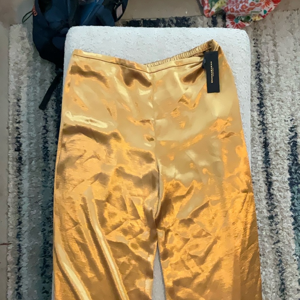 Donna Karan Gold Wide Leg Pants